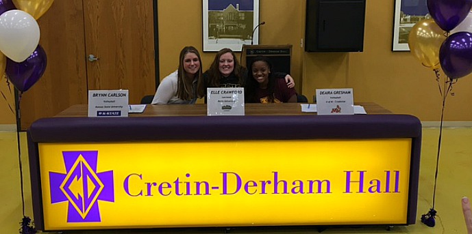 Senior student athletes, Brynn Carlson, Elle Crawford and Deaira Gresham