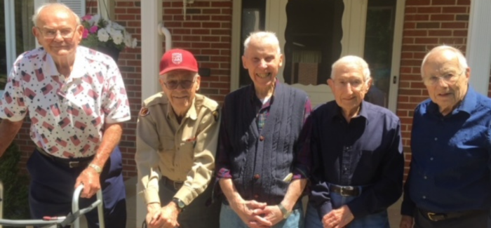 (L-R) Herb Cook '47, Bill Klett '47, Scotty Quinn '47, Bob Dunst '47, Clay Michaels '47