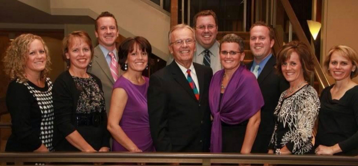 (L-R) Colleen Sullivan, Sheila Boland '80 DH, Tim Dolan '96, Katie Pevan, Doc Dolan '53, Pat Dolan'78 Cretin, Peggy Knutson, Kevin Dolan '91, Shannon Janssen, Bridget Neurer '88 