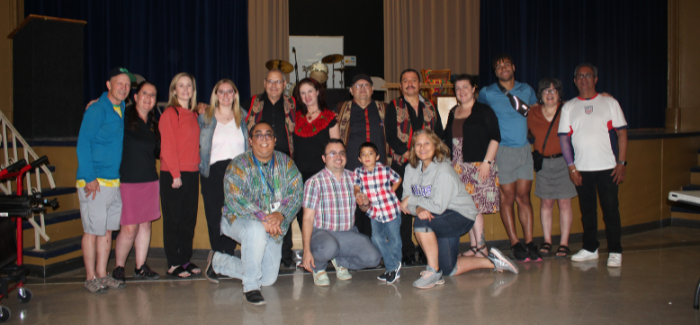 The CDH group, our hosts, and a group of local musicians at our welcome dinner at Cathedral High School in El Paso