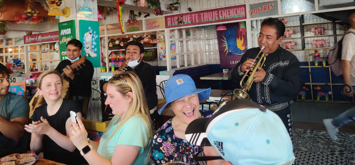 After a full day in Ciudad Juarez, we ate dinner at a restaurant and enjoyed music by a local mariachi band