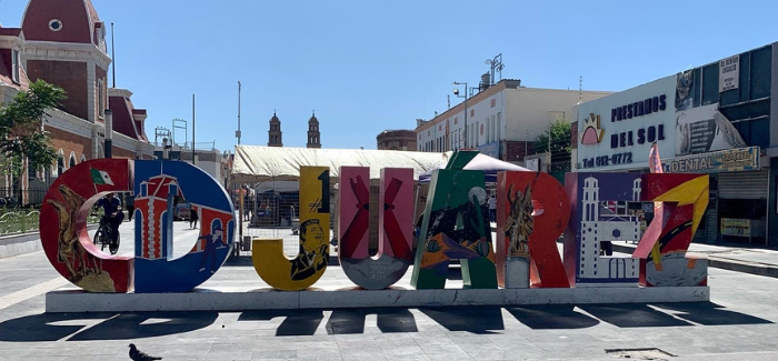 During a tour of downtown Ciudad Juarez we saw this large, colorful, and artistic representation of the city's name, with each letter representing an important element of the city’s identity