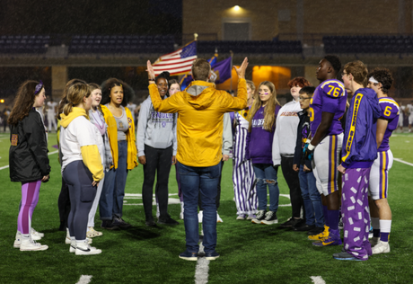 The CDH Choir performed at the Homecoming football game this year.
