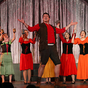 Choir Director Isaac Locdahl performed as Gaston.