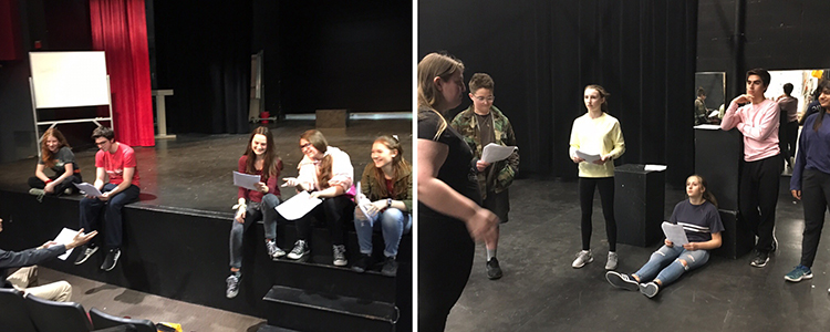 Students spent Saturday rehearsing for the Create-a-Play performances that evening.