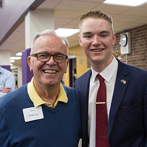 Casey O'Brien '17 poses with Doc Dolan '53. 