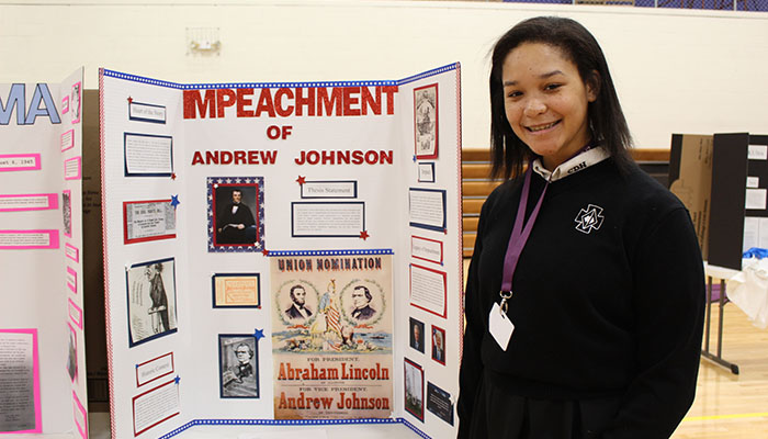 Olivia Davis '22 focused her research on the impeachment of President Andrew Johnson.