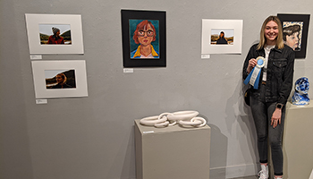 Keira Obert '20 with part of her award-winning portfolio.