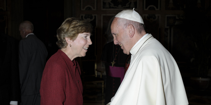 As a regent of Bethlehem University in Palestine, Sister Irene met with Pope Francis.