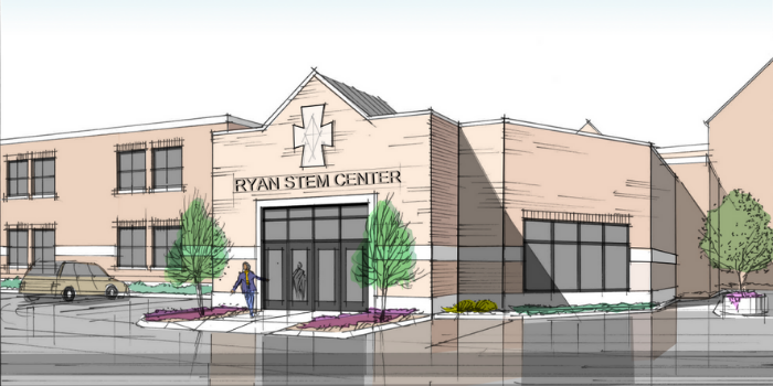 The Ryan STEM center will be on the South side of the building, near the Commons and LLC.