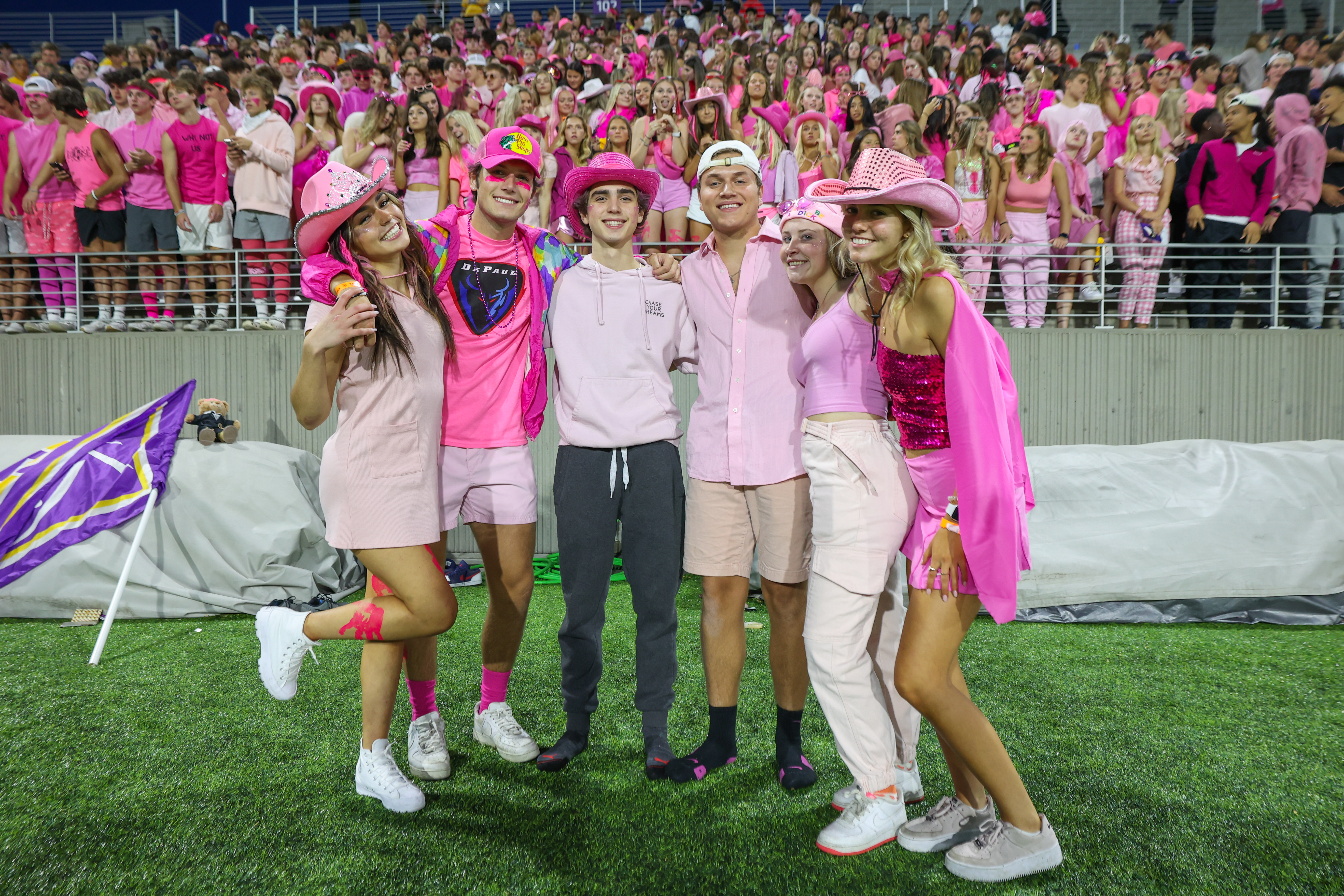 Fans dressed in pink for Tackle Cancer.
