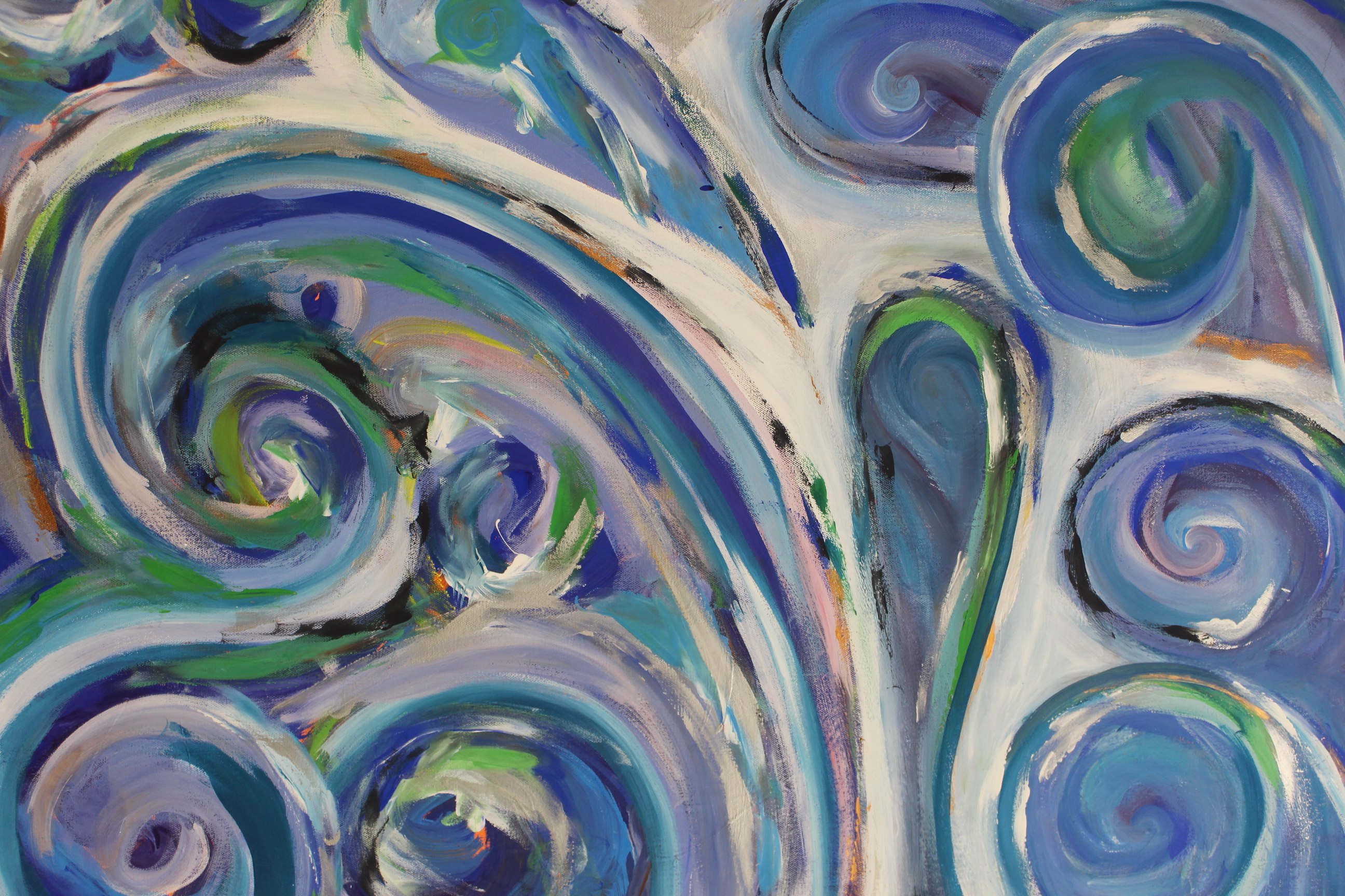 The images of fire and water were painted by students in Suzanne Cranston's art class: Lucas Ackland '24, Lucy Bartels '25, Maria Dean '22, Sydney Johnson '24, Bryan Leabch '22, Camille Maher '25, and Michael Miller '22.