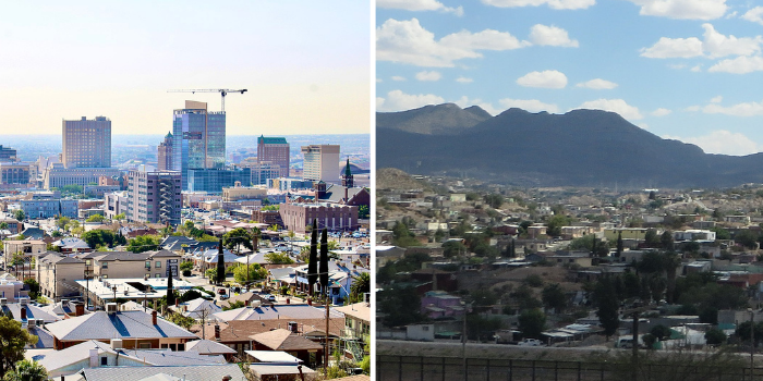 El Paso and Ciudad Juarez are separated by the U.S.-Mexico border.