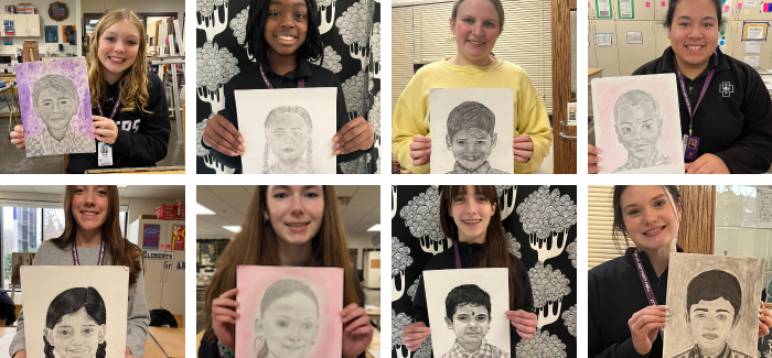 Top Row: (L-R) Nola Stevens '28, Naomi Travers '28, Maya Remer '27, Lupe Fruean '25 Bottom Row: (L-R) Lilian Lien '28, Jenna Shaffer '28, Elisabeth Nobrega '28, Gracyn Jacobson '28