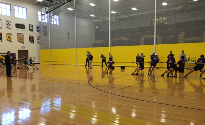 Cadets challenged in tug-of-war.