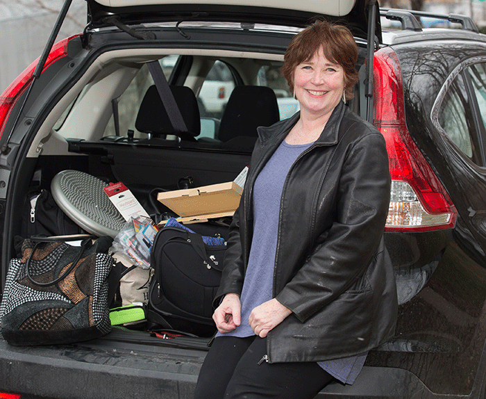 Glass works throughout St. Paul and often works out of the back of her car as she meets the needs of the community.
