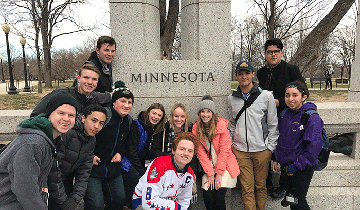 Close Up group at World War II memorial.