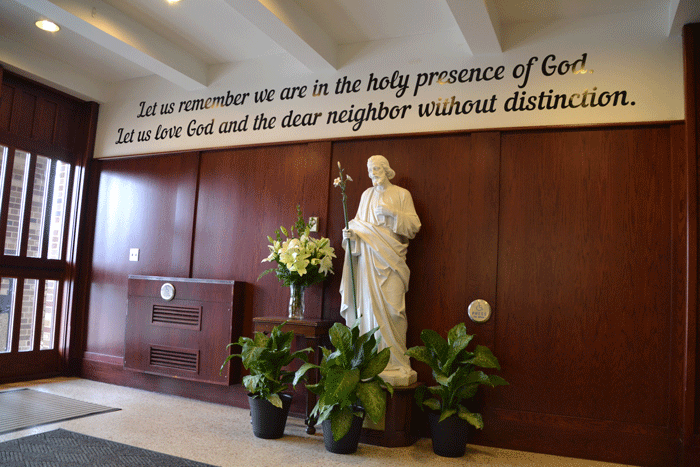 Statue of St. Joseph, gifted by John'51 and Catherine Michel