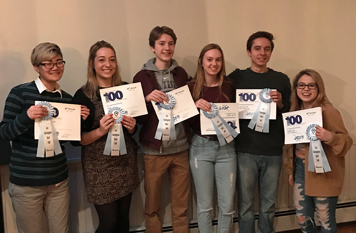 Junior Ashton Musielewicz, Seniors  Gabby Auth, Gavin Reeder, Claire Minea, Isaac Nelson, & Shawna Kast