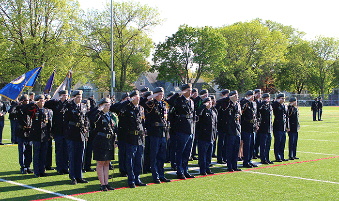 JROTC Corps of Cadets at annual Twilight Parade