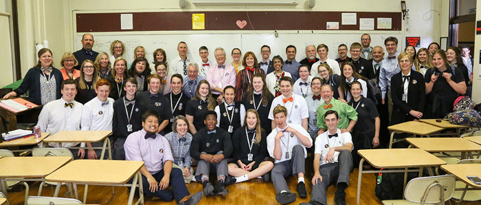 Faculty, Staff and Students wear a tie in honor of Paul Nyberg.