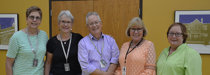 Retirees Katie Johnson, Mary Steinson, Paul Nyberg, Kathy Quitter & Sharon O'Connor