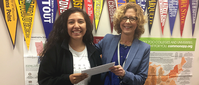 Julia Diaz with Principal Mona Passman