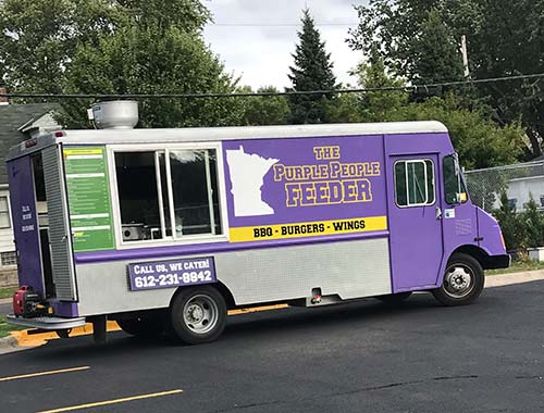 The Purple People Feeder was on campus to serve up food during the soccer games.