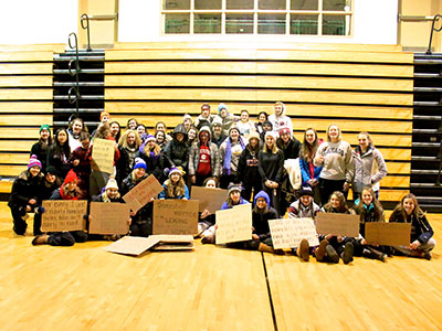Students gather to experience first hand a night of homelessness.