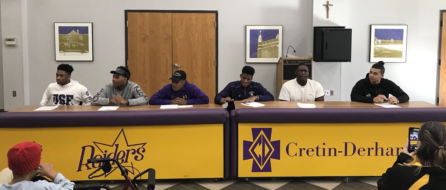 Pictured L-R: Jaylen Newton, Stephon Johnson, James Williams, Charlie Dennis, Shawn Brodie, Jacob Prince