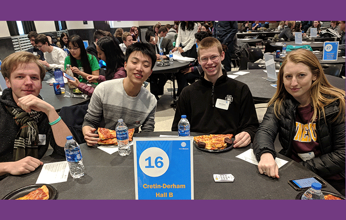 Academic World Quest team members (L-R): Ethan Porter’19, Vincent Ning’18, Owen Mische’19, and Abby Sticha’18. 