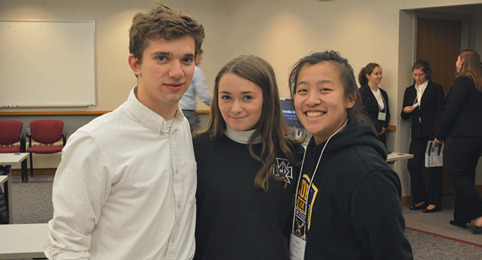 Pictured are the juniors who represented CDH at the competition: Louie McGee, Tess Hallman, and Anna Ankerstjerne. Not pictured is Emma Hamilton.