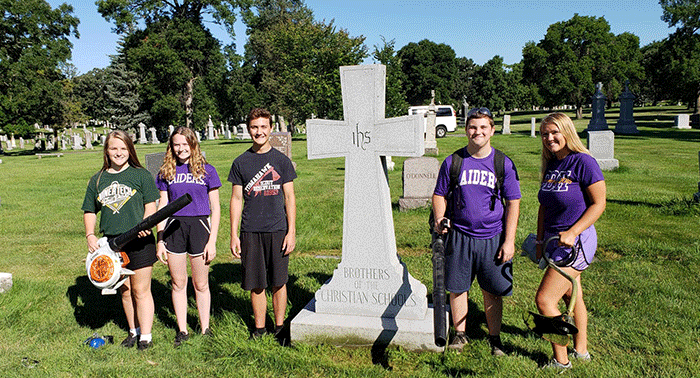JROTC students performed volunteer maintenance on the headstones of the Sisters of St. Joseph of Carondelet and the Christian Brothers.