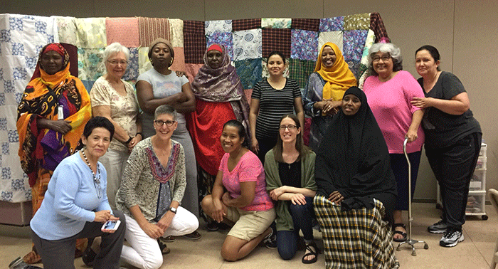 CDH Spanish Teacher Ms. Murray with the Dominican Sisters of Sinsinawa and their sewing class. 