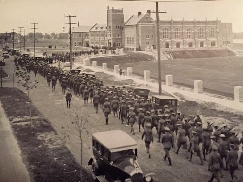 On June 4, 1928, the Cretin cadets marched in a full military formation over three and a half miles to the current campus location at Hamline and Randolph.