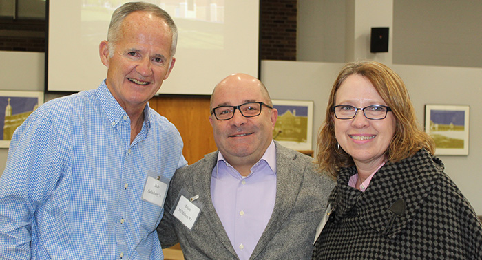 Bob Salisbury '71, Brian McMahon '87, and Kristi Salisbury at the Social.