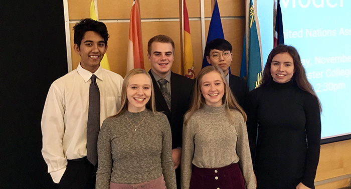 Pictured Front Row: Laura Seifert, Jane Grumbles, Eleanor Jablonic. Back Row: Ethan Thompson, Nick Owsley, Michael Cho.