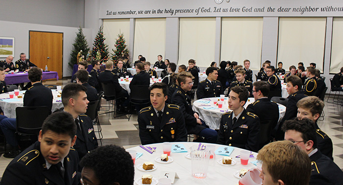 The JROTC cadets enjoying the Dining-In.